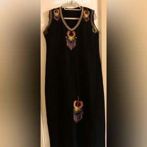 Beautiful Colorful Embroidered Beaded Maxi Dress